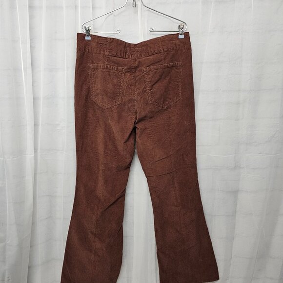 Vintage No Boundaries Corduroy Pants Y2K Flared Leg Brown Grunge Retro 16 - Picture 5 of 10